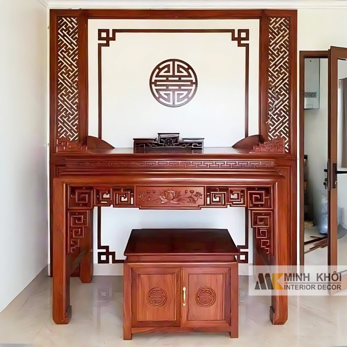 Bàn Thờ Gia Tiên Gỗ Hương Đá 1 Tầng - BT799