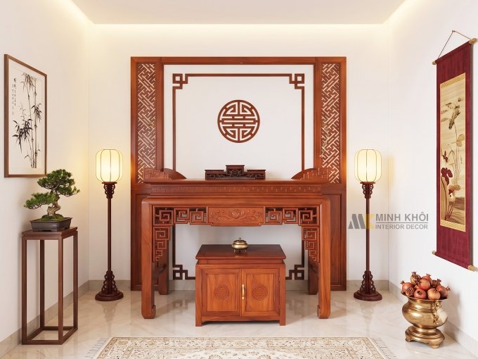 Bàn Thờ Gia Tiên Gỗ Hương Đá 1 Tầng - BT799