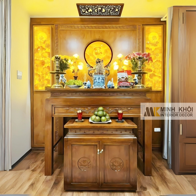 Bàn Thờ Gia Tiên Gỗ Sồi - BT599