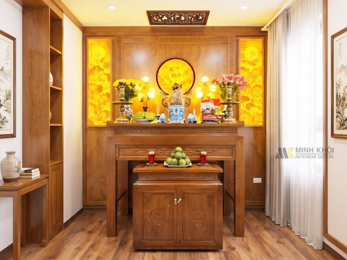 Bàn Thờ Gia Tiên Gỗ Sồi - BT599