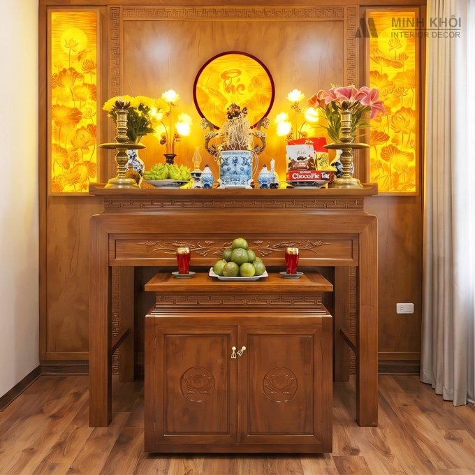 Bàn Thờ Gia Tiên Gỗ Sồi - BT599
