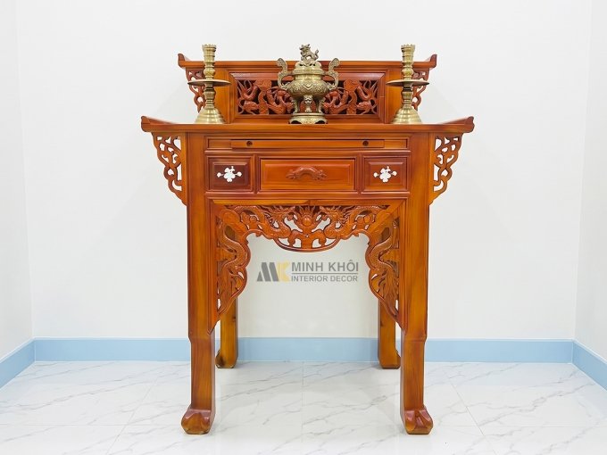 Bàn Thờ Gỗ Căm Xe 2 Tầng Chạm Rồng - BT204