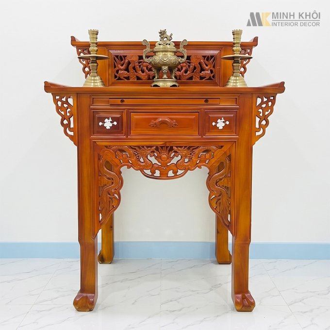 Bàn Thờ Gỗ Căm Xe 2 Tầng Chạm Rồng - BT204