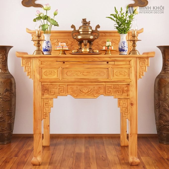 Bàn Thờ Gỗ Gõ Đỏ 2 Tầng Diềm Đẹp - BT906