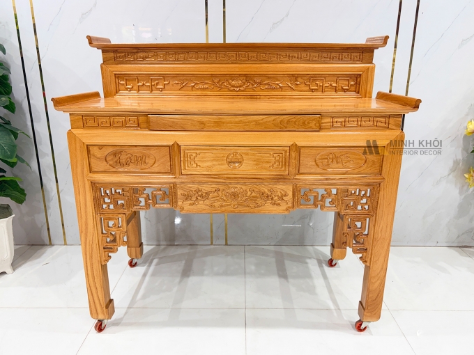 Bàn Thờ Gỗ Gõ Đỏ 2 Tầng Diềm Tâm Đức - BT914