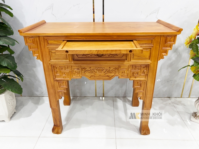 Bàn Thờ Gia Tiên Gỗ Gõ Đỏ Chạm Khắc Hoa Sen - BT905