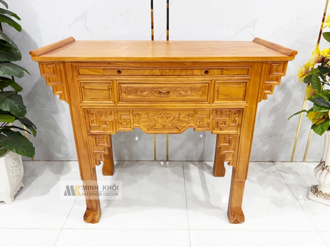 Bàn Thờ Gia Tiên Gỗ Gõ Đỏ Chạm Khắc Hoa Sen - BT905