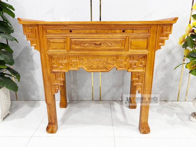 Bàn Thờ Gia Tiên Gỗ Gõ Đỏ Chạm Khắc Hoa Sen - BT905