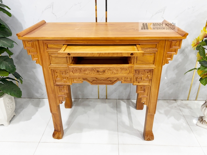 Bàn Thờ Gia Tiên Gỗ Gõ Đỏ Chạm Khắc Hoa Sen - BT905