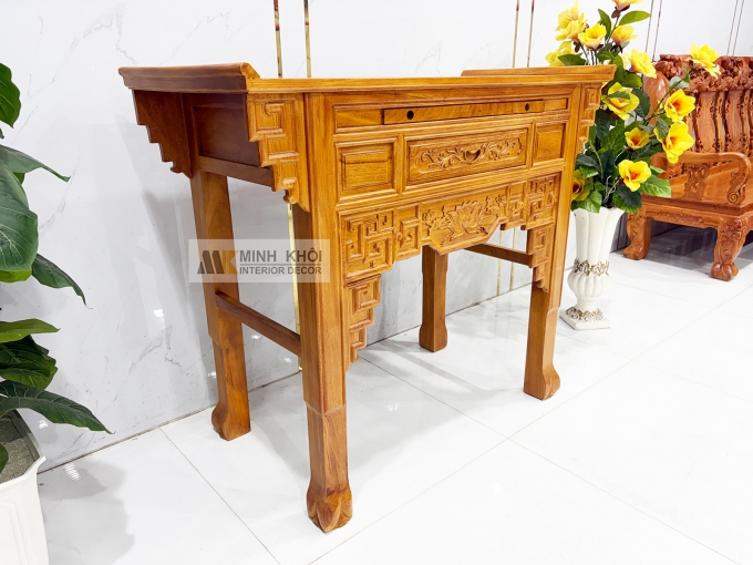 Bàn Thờ Gia Tiên Gỗ Gõ Đỏ Chạm Khắc Hoa Sen - BT905