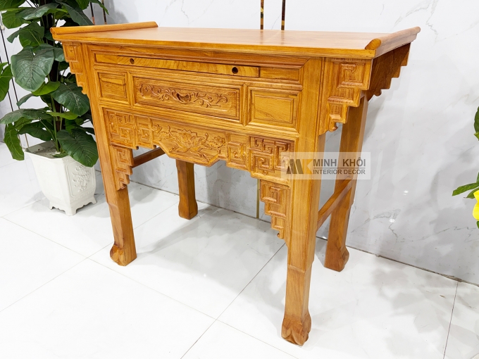 Bàn Thờ Gia Tiên Gỗ Gõ Đỏ Chạm Khắc Hoa Sen - BT905