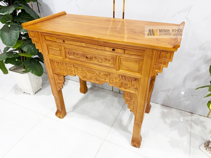 Bàn Thờ Gia Tiên Gỗ Gõ Đỏ Chạm Khắc Hoa Sen - BT905