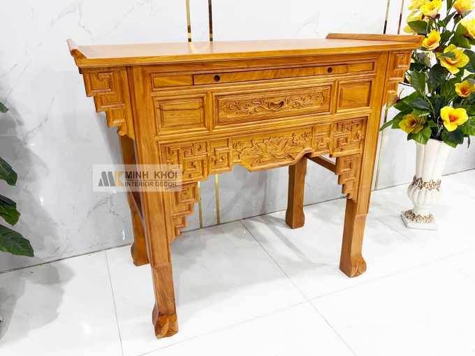 Bàn Thờ Gia Tiên Gỗ Gõ Đỏ Chạm Khắc Hoa Sen - BT905