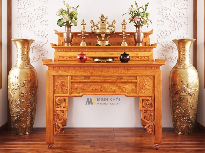 Bàn Thờ Gỗ Hương Đá 3 Tầng Chuẩn Phong Thủy - BT909