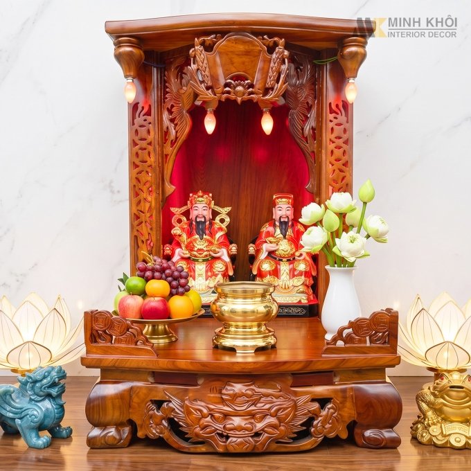 Bàn Thờ Ông Địa Gỗ Căm Xe 48 x 68cm - BTTT501