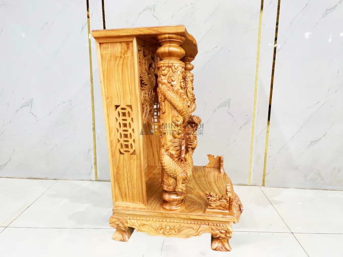 Bàn Thờ Ông Địa Gỗ Gõ Đỏ Chạm Rồng – BTTT812