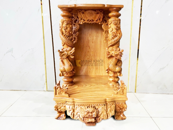 Bàn Thờ Ông Địa Gỗ Gõ Đỏ Chạm Rồng – BTTT812