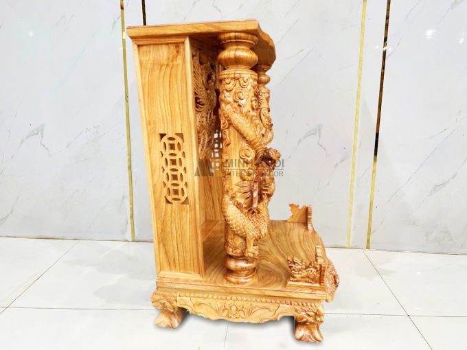 Bàn Thờ Ông Địa Gỗ Gõ Đỏ Chạm Rồng – BTTT812