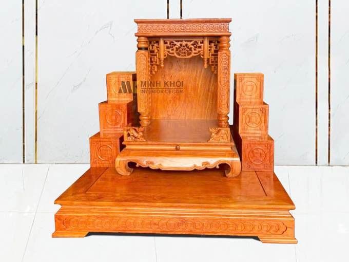 Bàn Thờ Ông Địa Gỗ Hương Đá Có Tam Cấp Bệ Thờ - BTTT714
