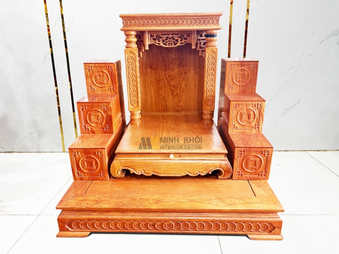 Bàn Thờ Ông Địa Gỗ Hương Đá Có Tam Cấp Bệ Thờ - BTTT714