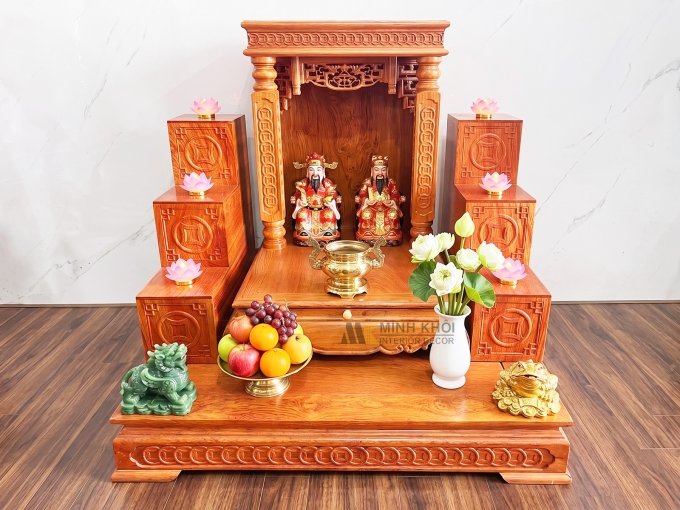 Bàn Thờ Ông Địa Gỗ Hương Đá Có Tam Cấp Bệ Thờ - BTTT714