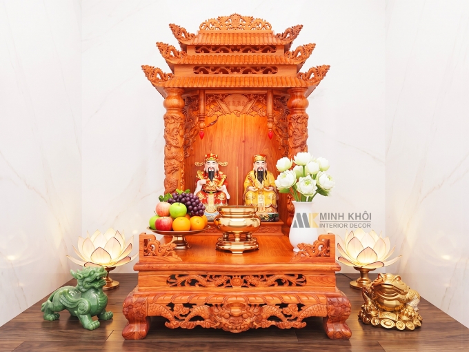 Bàn Thờ Ông Địa Mái Chùa Gỗ Hương - BTTT510