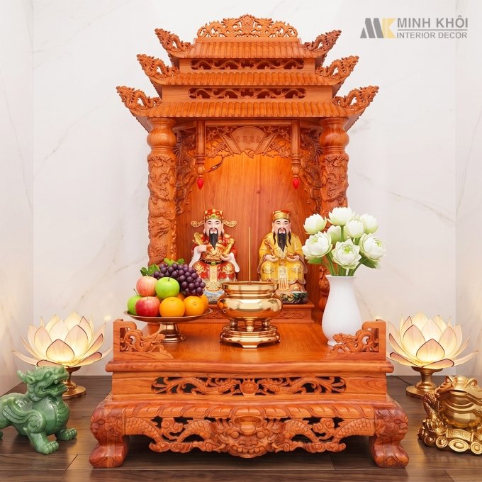Bàn Thờ Ông Địa Mái Chùa Gỗ Hương - BTTT510