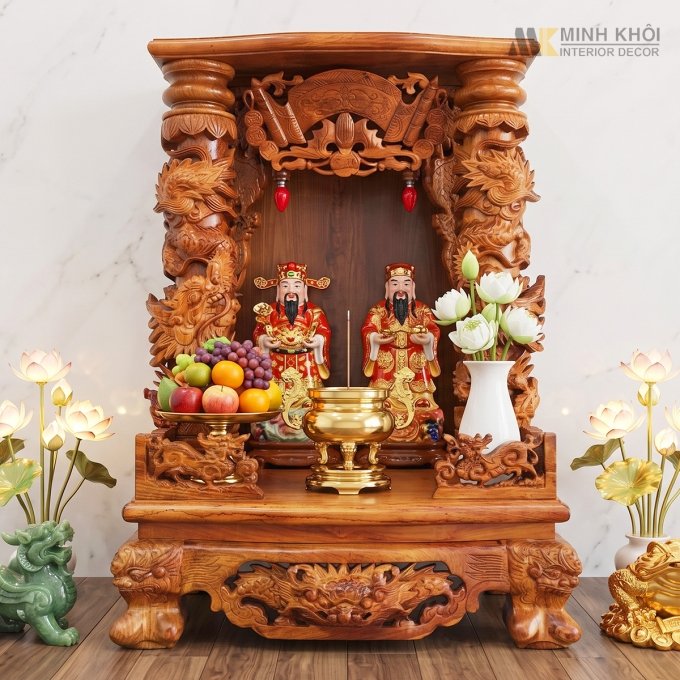 Bàn Thờ Thần Tài Đẹp Gỗ Hương 68 x 108cm - BTTT511