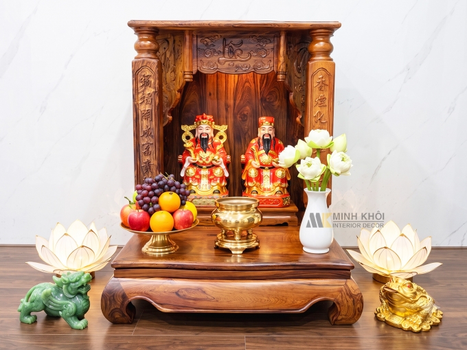 Bàn Thờ Thần Tài Gỗ Cẩm Lai PHÚC LỘC THỌ - BTTT909