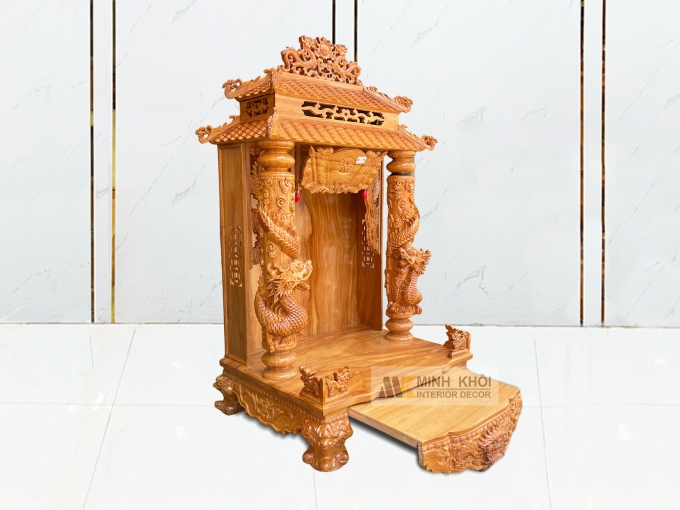 Bàn Thờ Thần Tài Gỗ Gõ Đỏ Mái Ngói - BTTT815