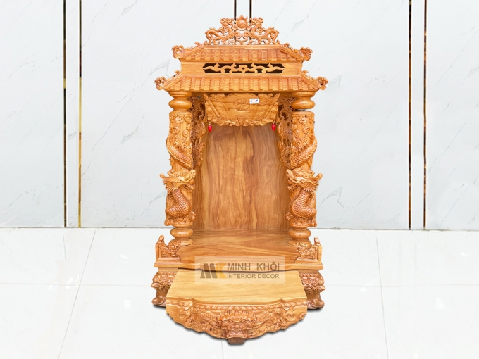 Bàn Thờ Thần Tài Gỗ Gõ Đỏ Mái Ngói - BTTT815