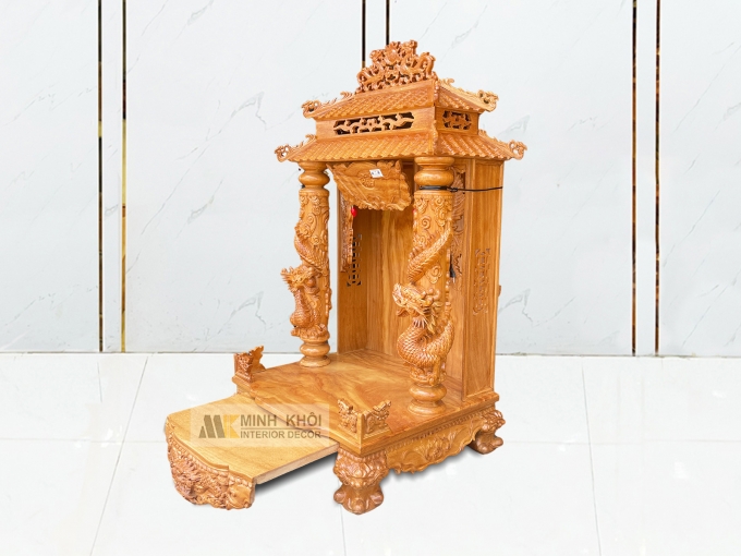 Bàn Thờ Thần Tài Gỗ Gõ Đỏ Mái Ngói - BTTT815