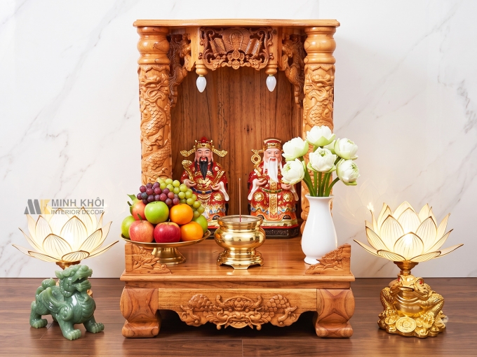 Bàn Thờ Thần Tài Gỗ Xoan Đào 48 x 68cm - BTTT402