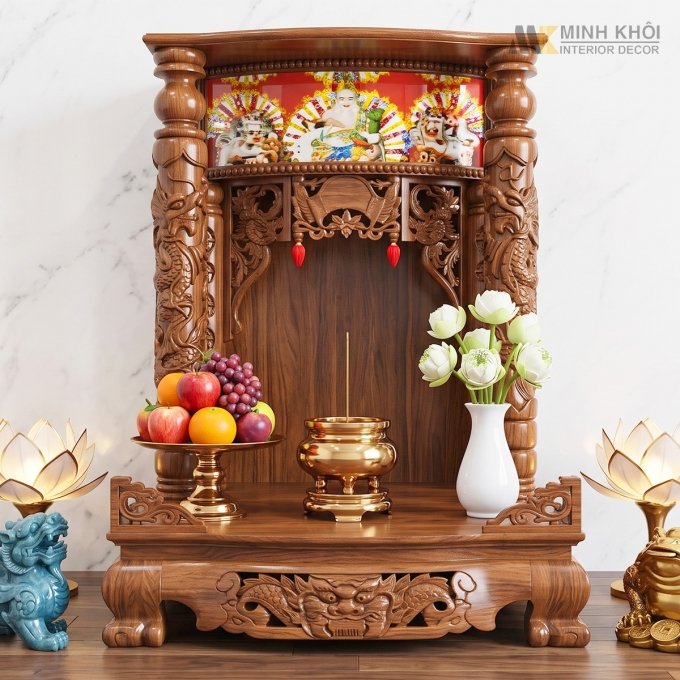 Bàn Thờ Thần Tài Gỗ Xoan Đào 60 x 98cm - BTTT309