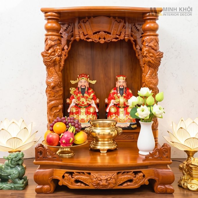 Bàn Thờ Thần Tài Gỗ Xoan Đào Chạm Rồng Nổ - BTTT324