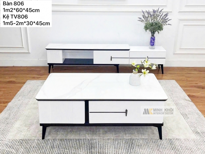 Bàn Trà Sofa Hiện Đại Màu Trắng - BTS101