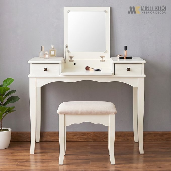 Bàn Trang Điểm Gấp Màu Trắng MDF 1m DT-007W