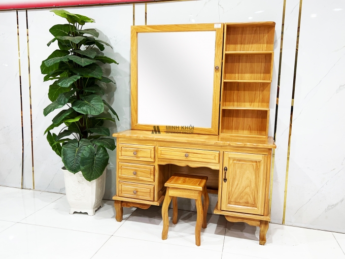 Bàn Trang Điểm Gỗ Gõ Đỏ Cửa Lùa Hiện Đại – BTD462