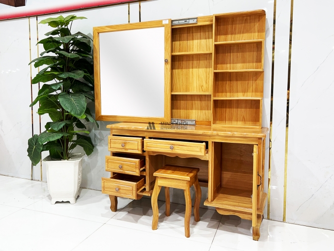 Bàn Trang Điểm Gỗ Gõ Đỏ Cửa Lùa Hiện Đại – BTD462