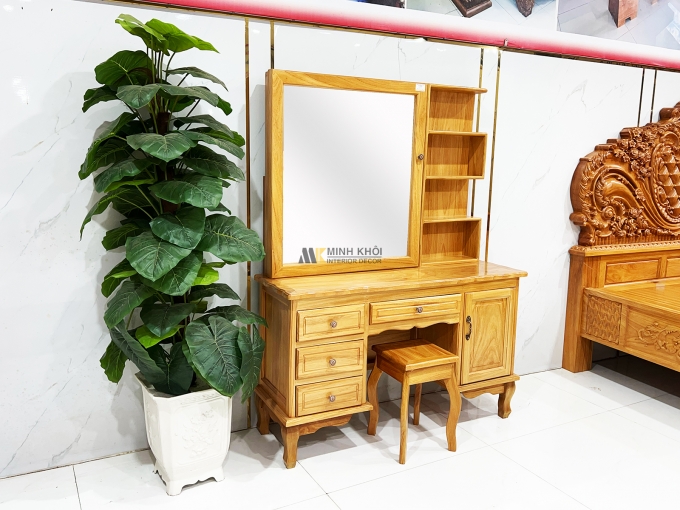 Bàn Trang Điểm Gỗ Gõ Đỏ Cửa Lùa Hiện Đại – BTD462