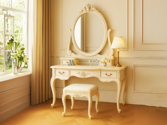 Bàn Trang Điểm Gỗ Gõ Đỏ Tân Cổ Điển – BTD601