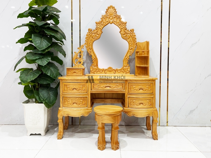 Bàn Trang Điểm Gỗ Gõ Đỏ Tân Cổ Điển - BTD602