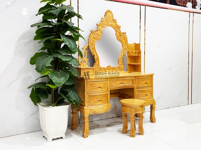 Bàn Trang Điểm Gỗ Gõ Đỏ Tân Cổ Điển - BTD602