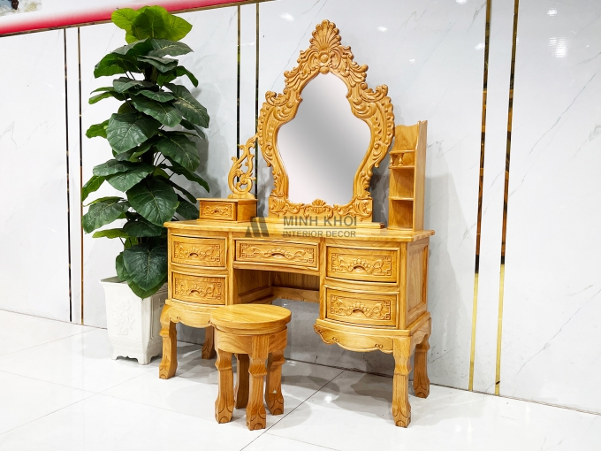 Bàn Trang Điểm Gỗ Gõ Đỏ Tân Cổ Điển - BTD602