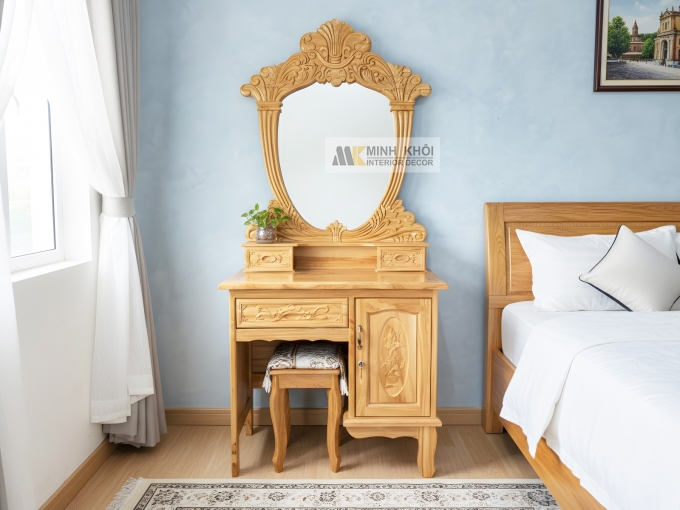 Bàn Trang Điểm Gỗ Gõ Đỏ Tân Cổ Điển - BTD608
