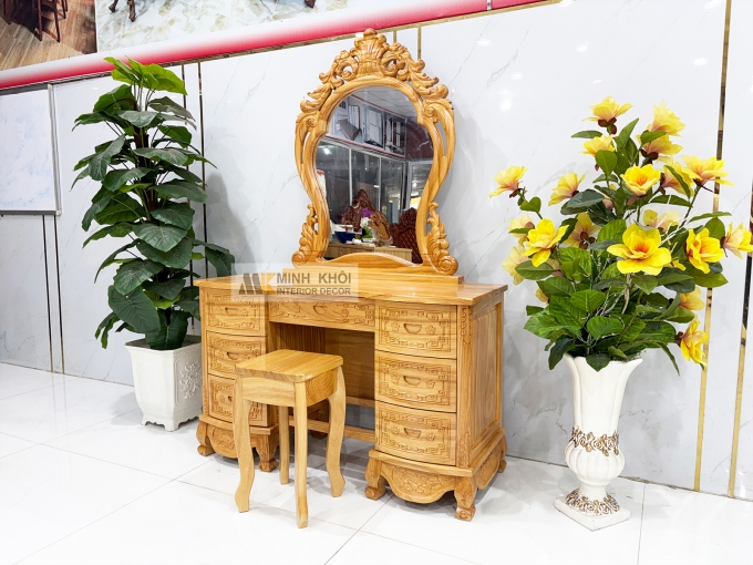 Bàn Trang Điểm Gỗ Gõ Đỏ Tân Cổ Điển - BTD610