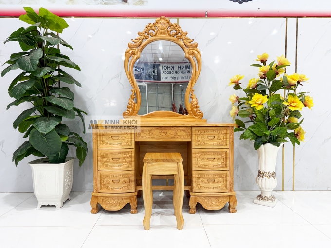 Bàn Trang Điểm Gỗ Gõ Đỏ Tân Cổ Điển - BTD610
