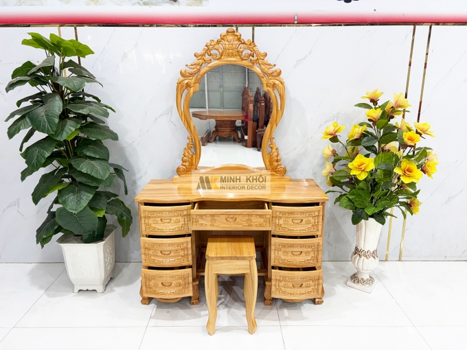 Bàn Trang Điểm Gỗ Gõ Đỏ Tân Cổ Điển - BTD610
