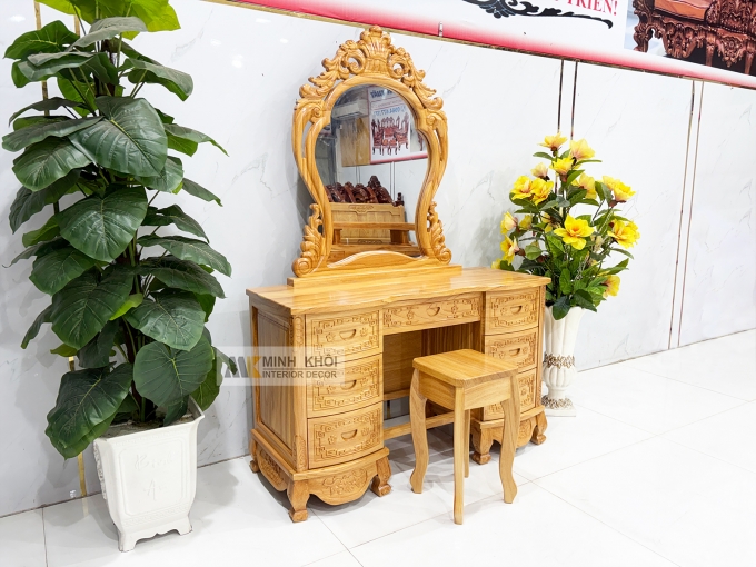 Bàn Trang Điểm Gỗ Gõ Đỏ Tân Cổ Điển - BTD610