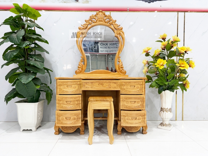 Bàn Trang Điểm Gỗ Gõ Đỏ Tân Cổ Điển - BTD610